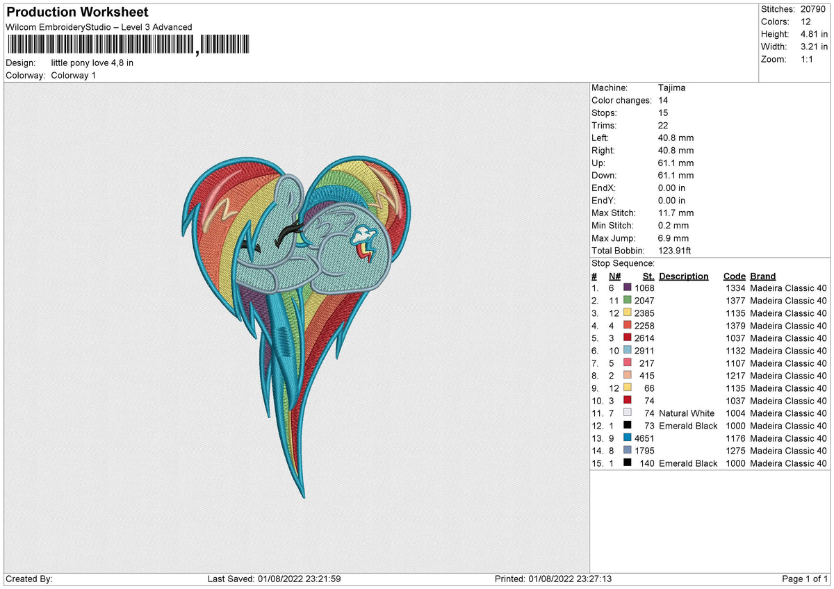 little pony love Embroidery