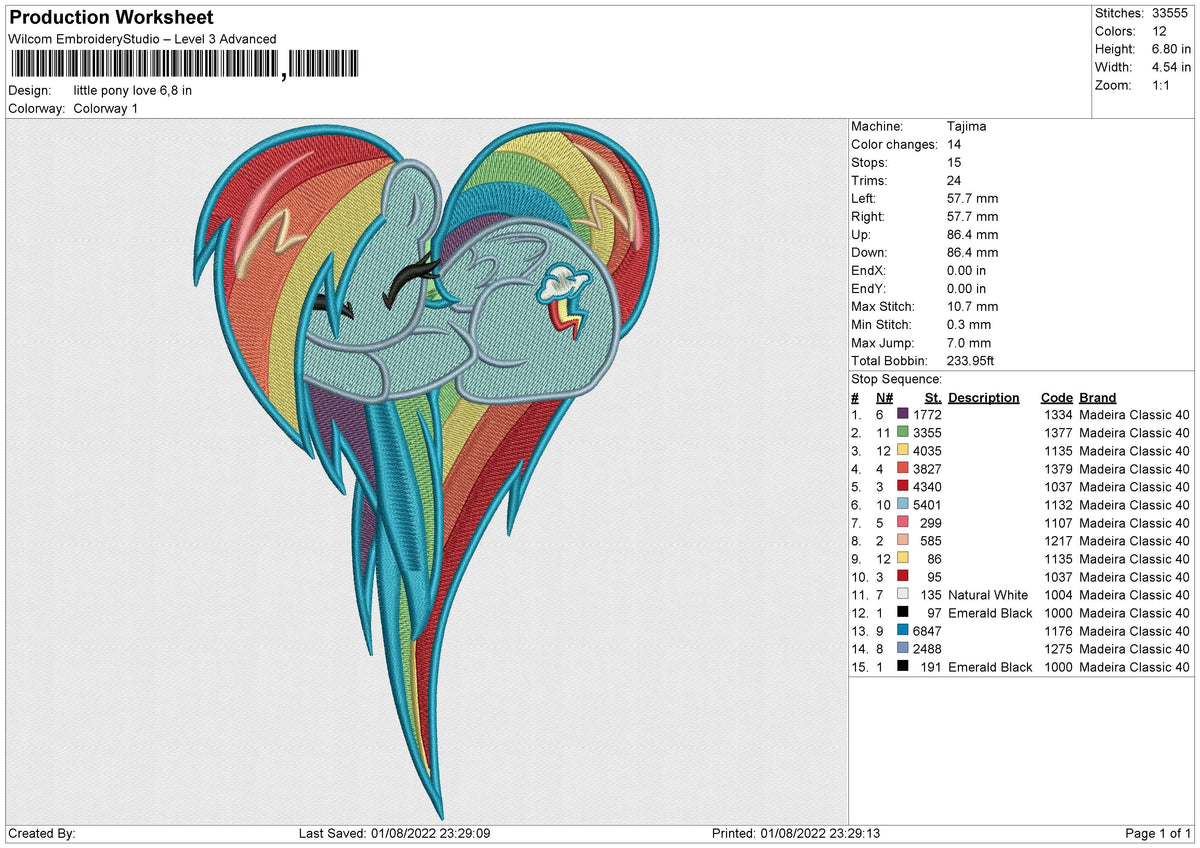 little pony love Embroidery