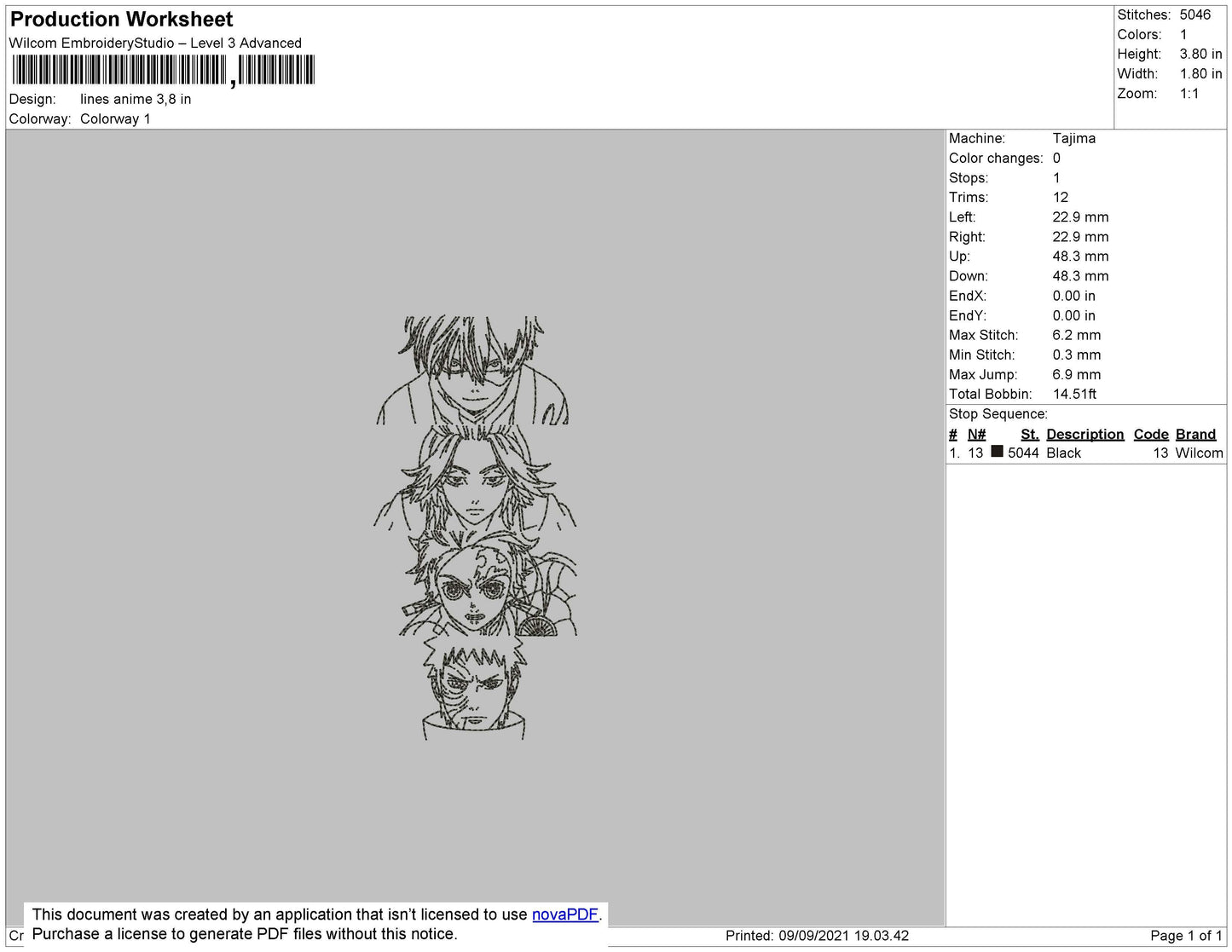Lines Anime NARUTO FRIENDS Embroidery