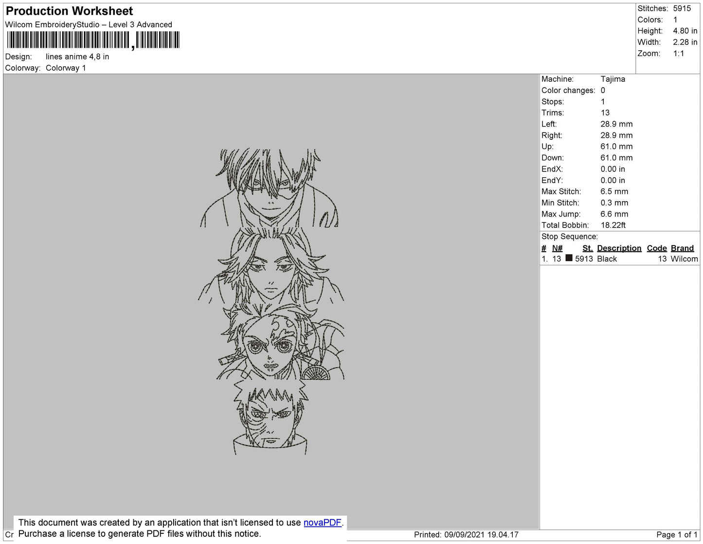Lines Anime NARUTO FRIENDS Embroidery
