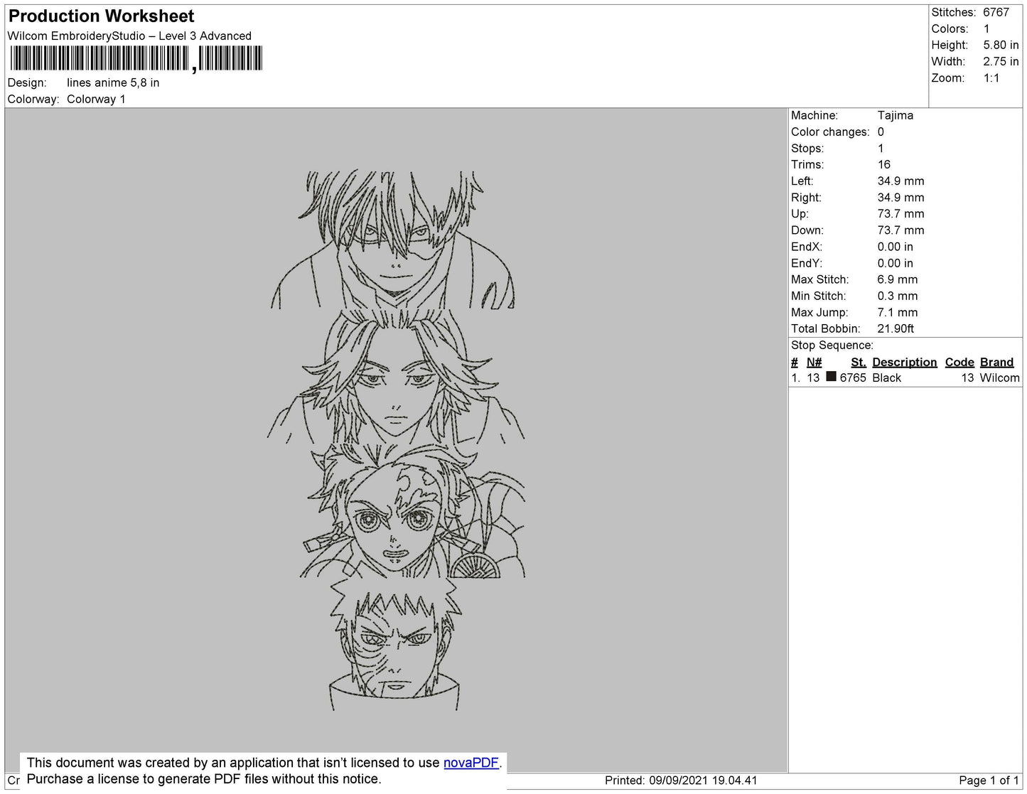 Lines Anime NARUTO FRIENDS Embroidery