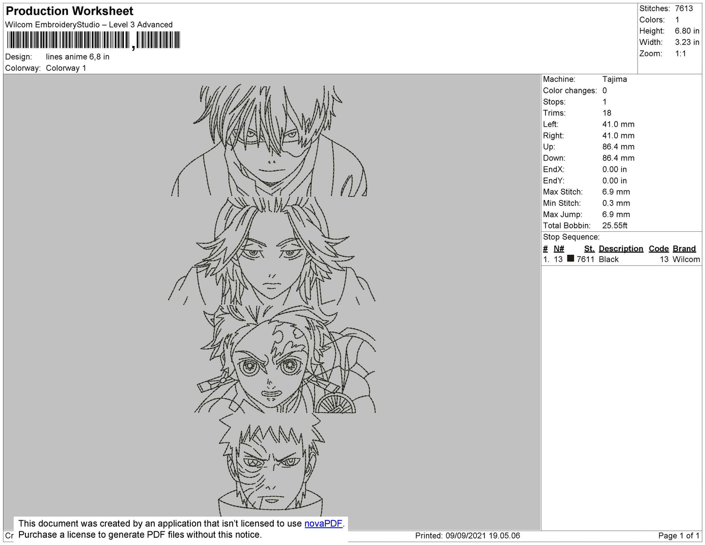 Lines Anime NARUTO FRIENDS Embroidery