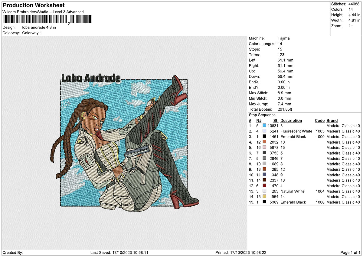 Loba andrade Embroidery File 6 size