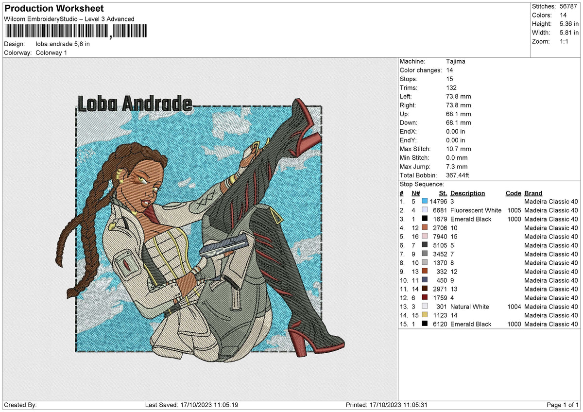 Loba andrade Embroidery File 6 size