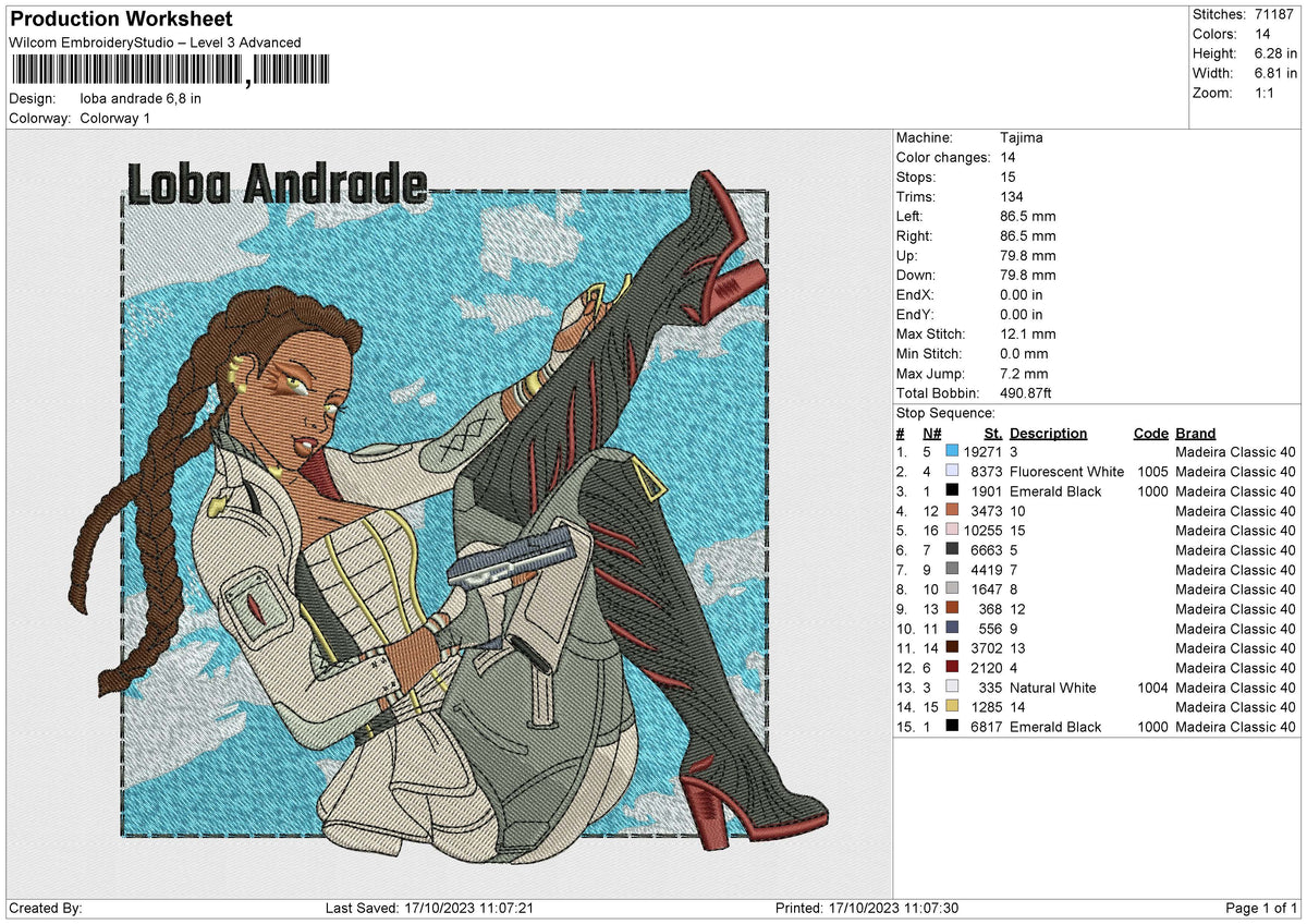 Loba andrade Embroidery File 6 size