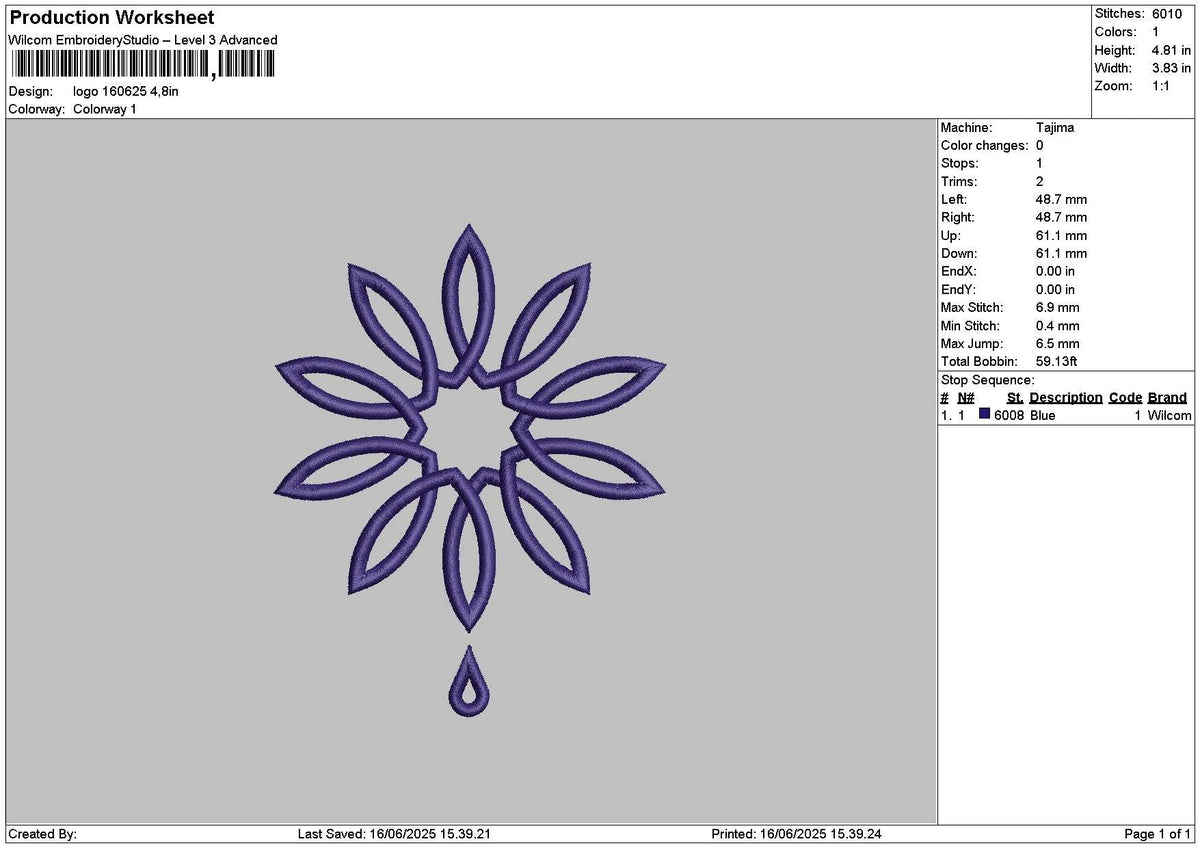 Logo 1606 Embroidery File 6 sizes