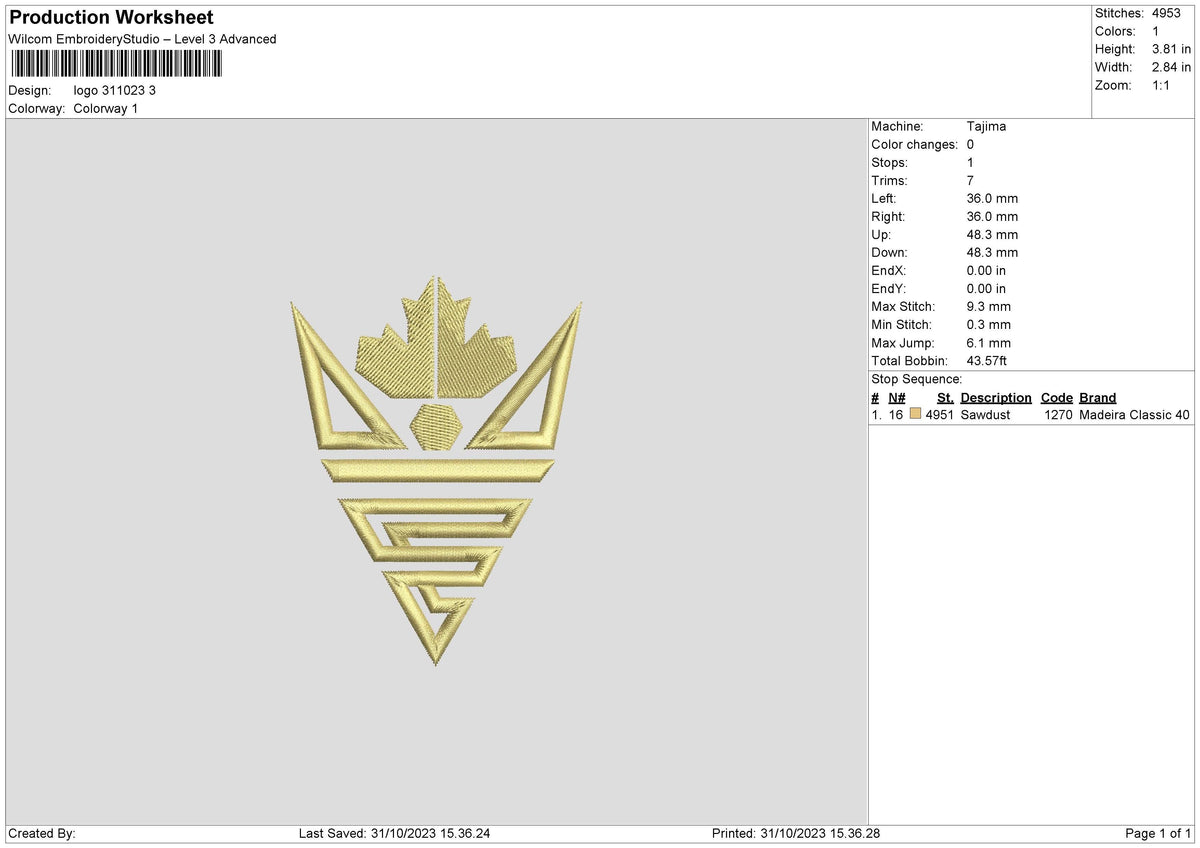 Logo 3110 Embroidery File 6 sizes