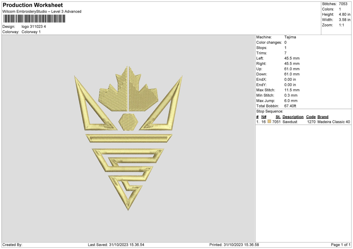 Logo 3110 Embroidery File 6 sizes