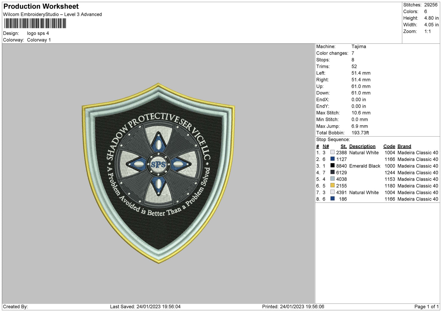 Logo Sps Embroidery File 6 sizes