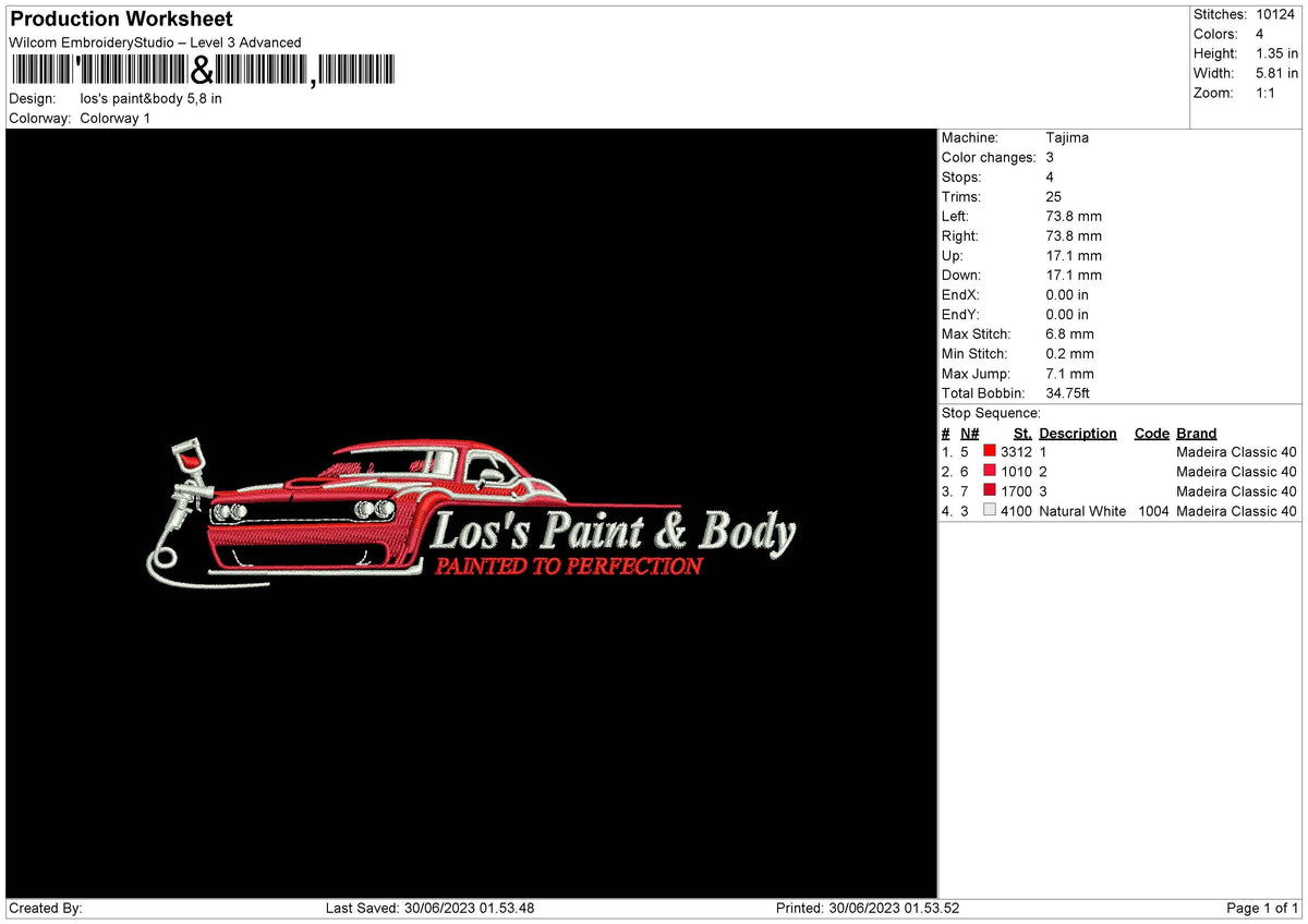 Los Paint Embroidery File 6 sizes