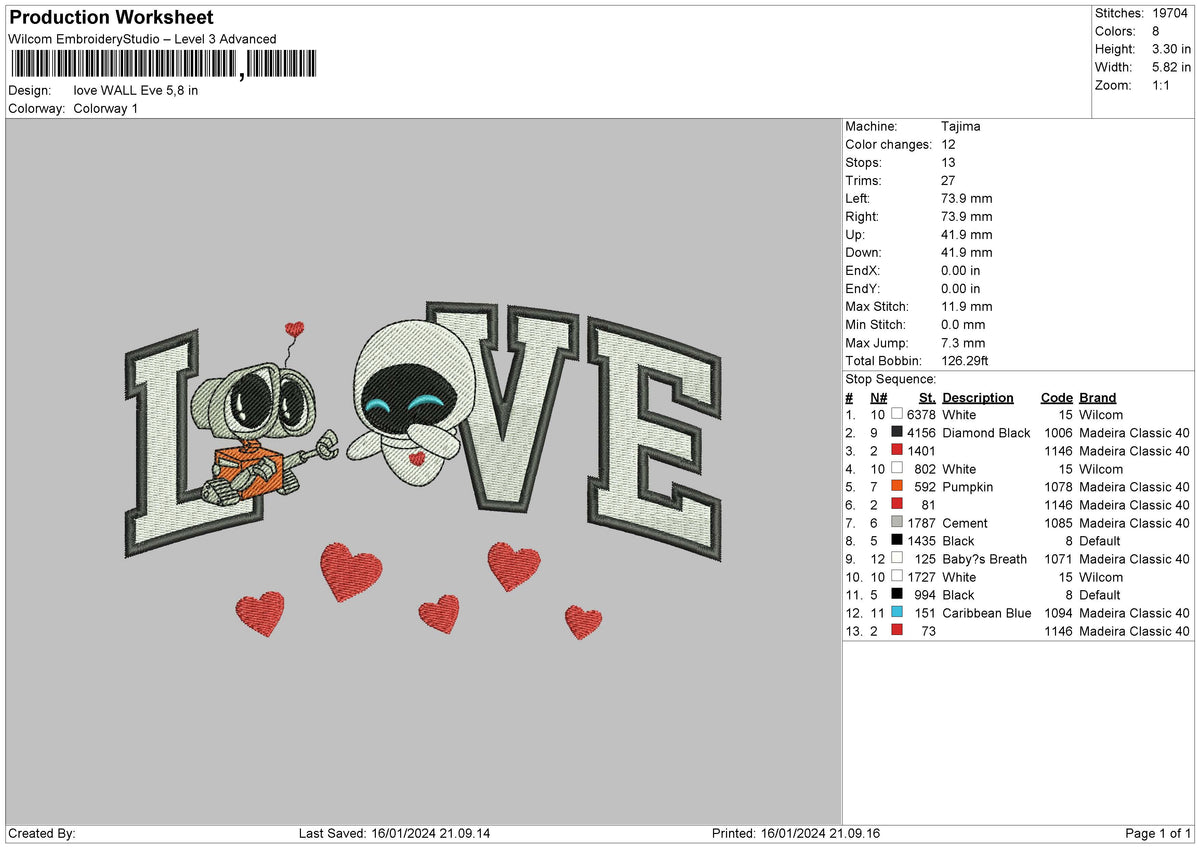 Love Robots Embroidery File 6 sizes