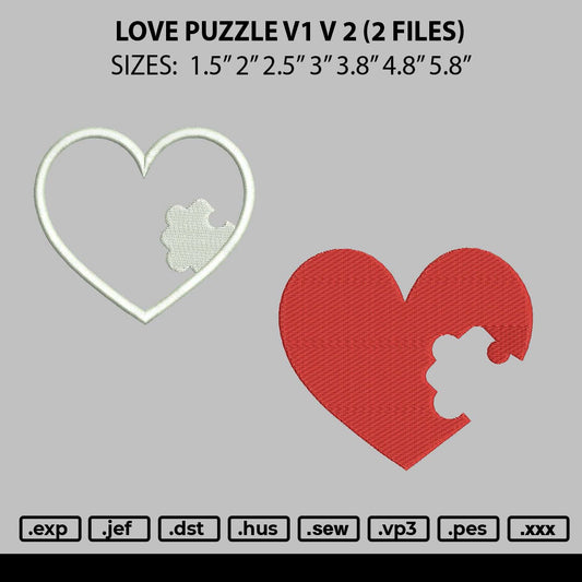 Love Puzzle V1 V2 Embroidery File 6 sizes