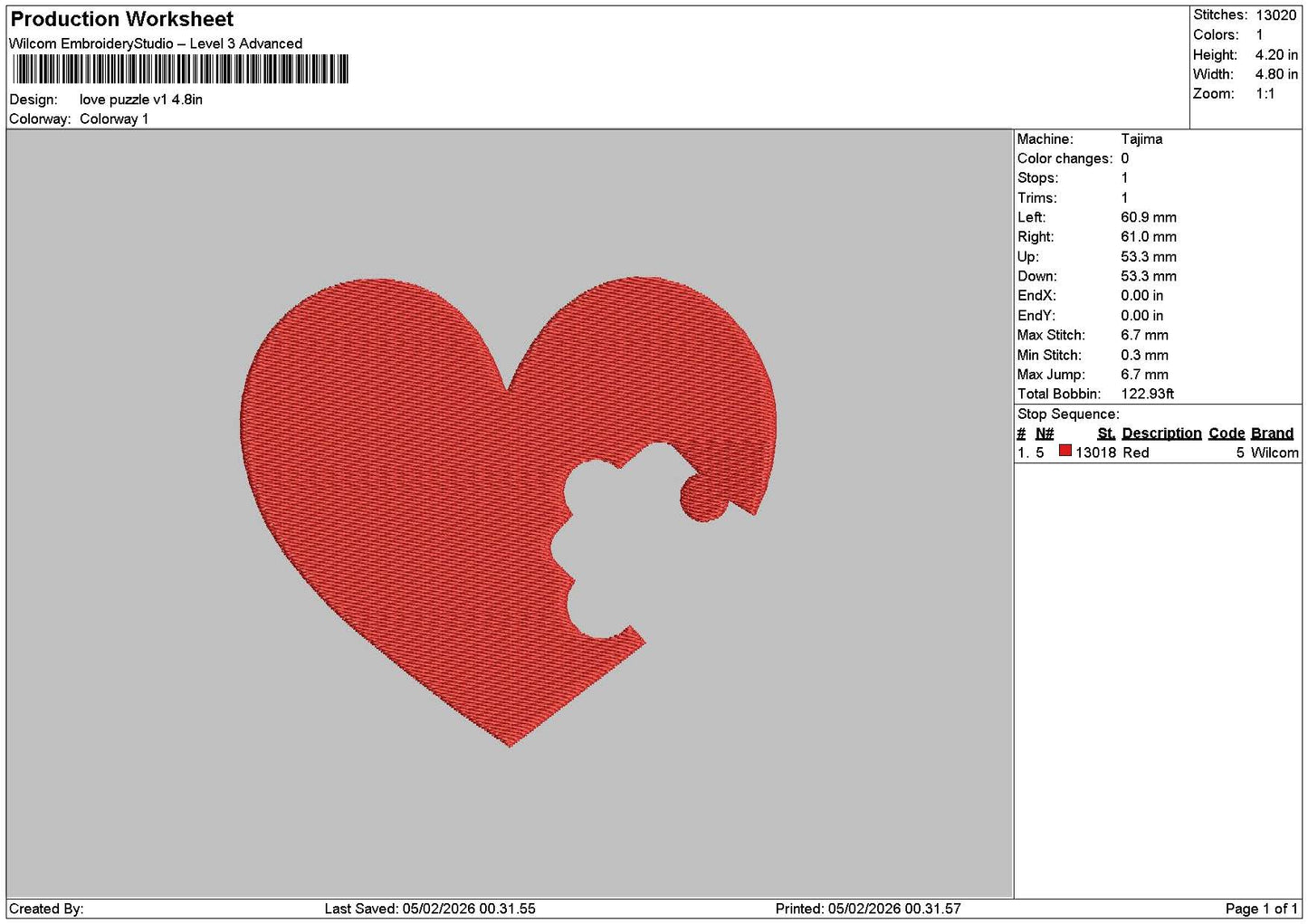 Love Puzzle V1 V2 Embroidery File 6 sizes