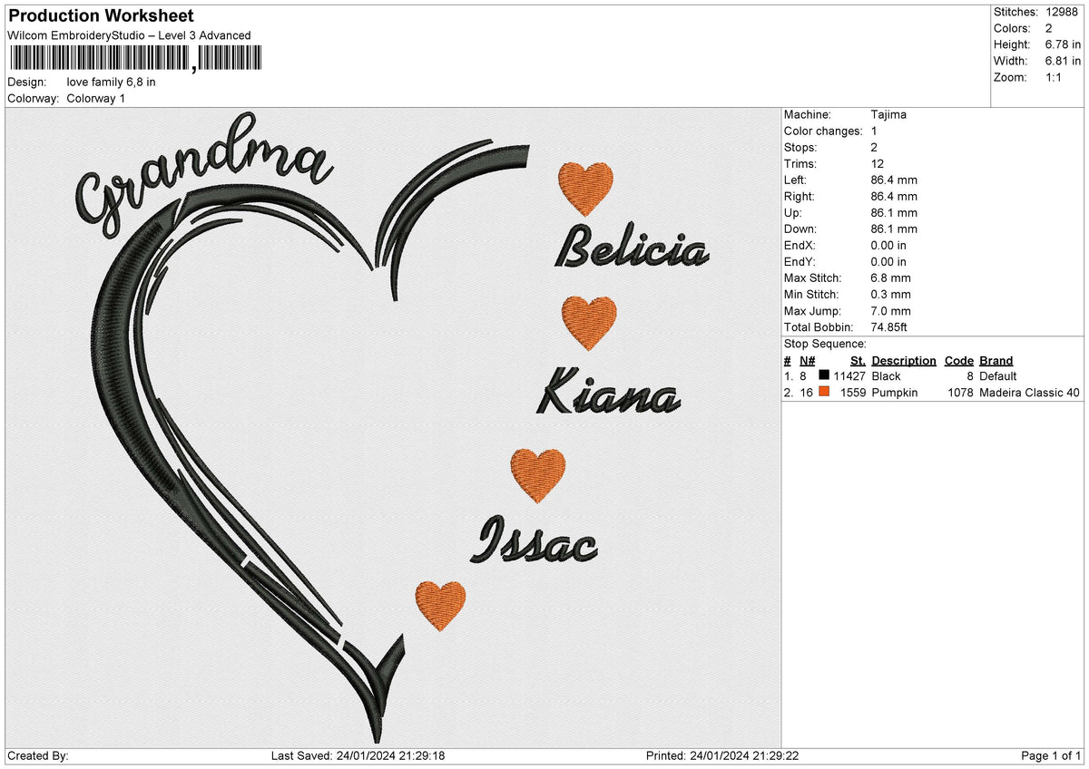 Love family Embroidery File 6 size