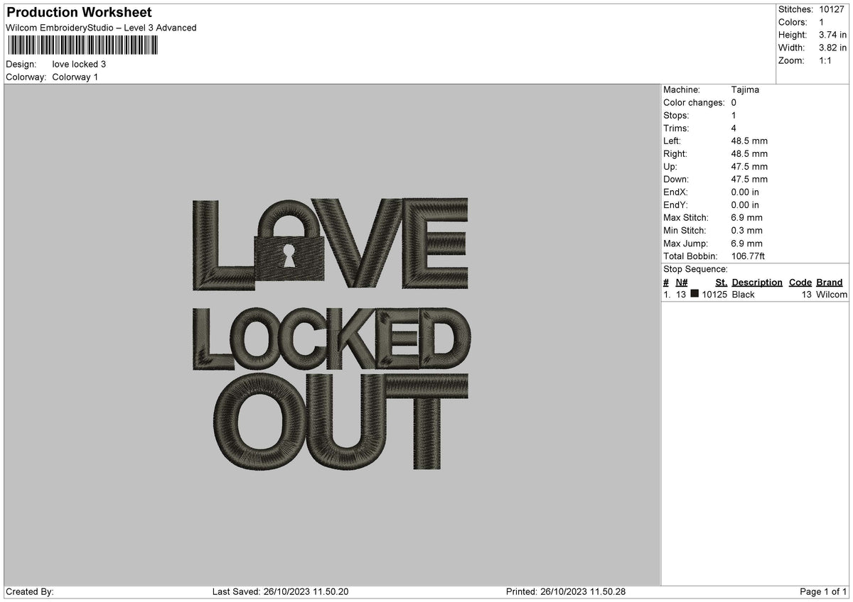 Love Lock01 EMbroidery File 6 sizes