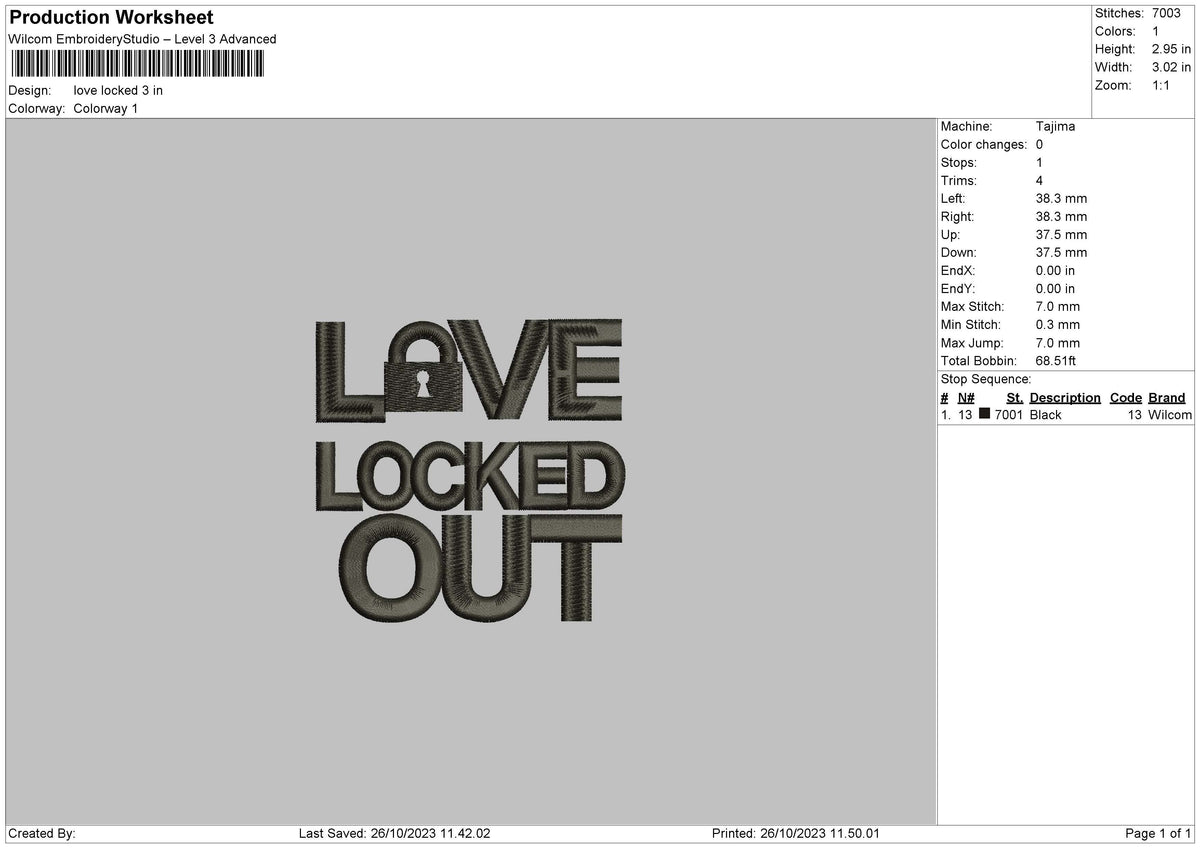 Love Lock01 EMbroidery File 6 sizes