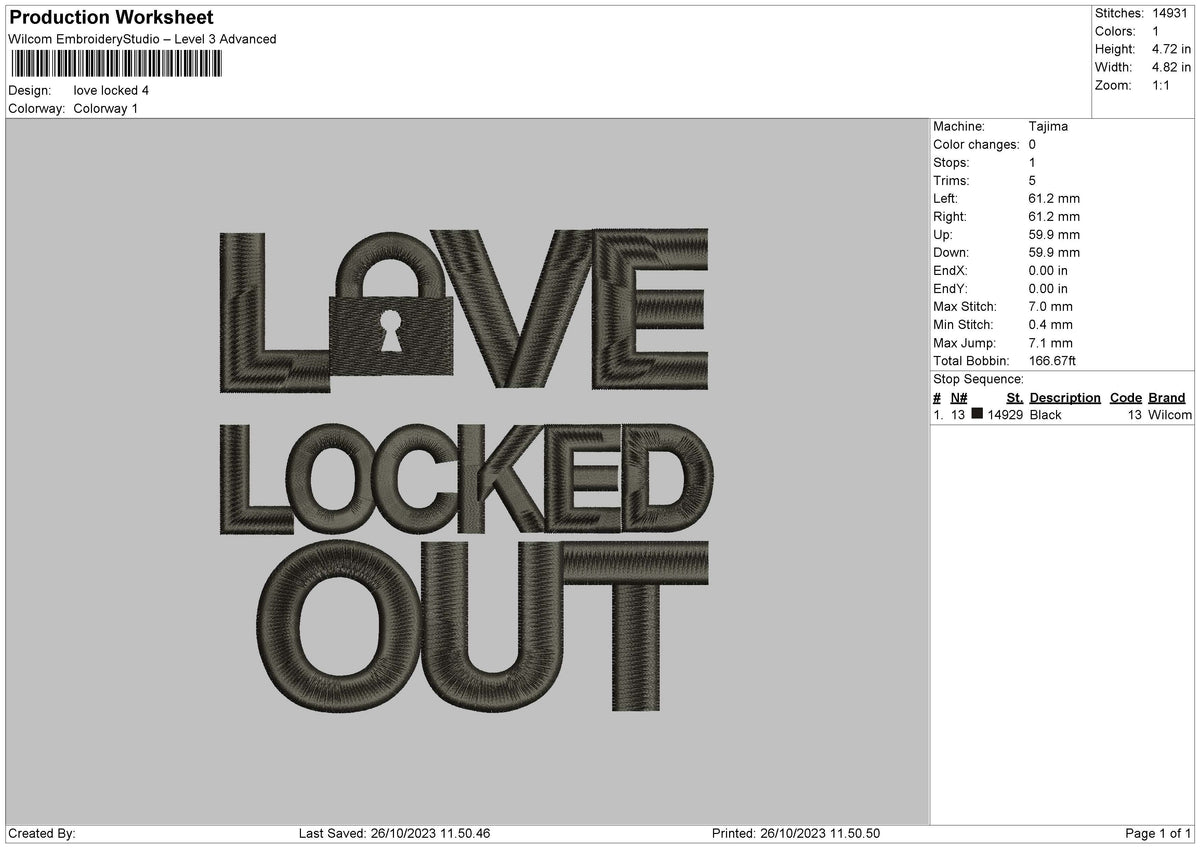 Love Lock01 EMbroidery File 6 sizes