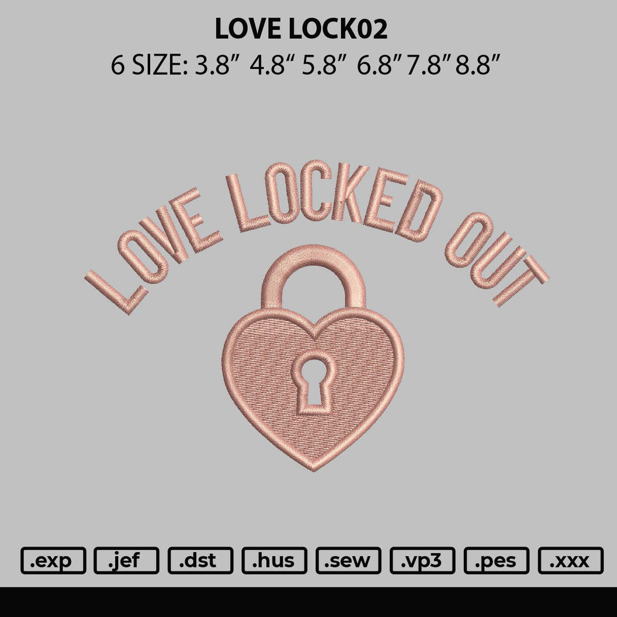 Love Lock02 Embroidery File 6 sizes