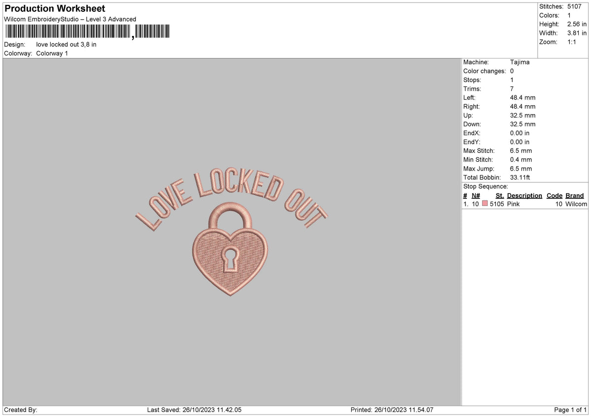 Love Lock02 Embroidery File 6 sizes