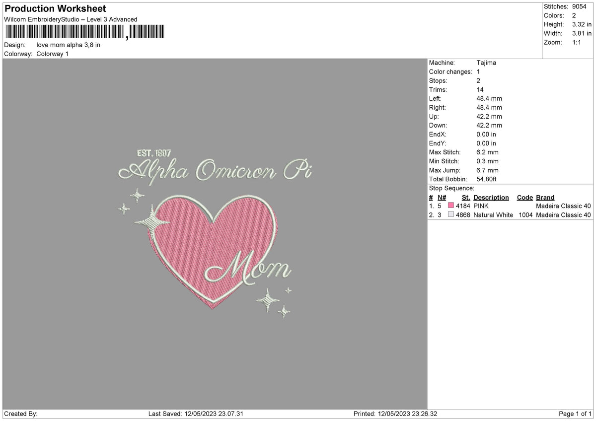Love Mom Alpha Embroidery File 6 sizes