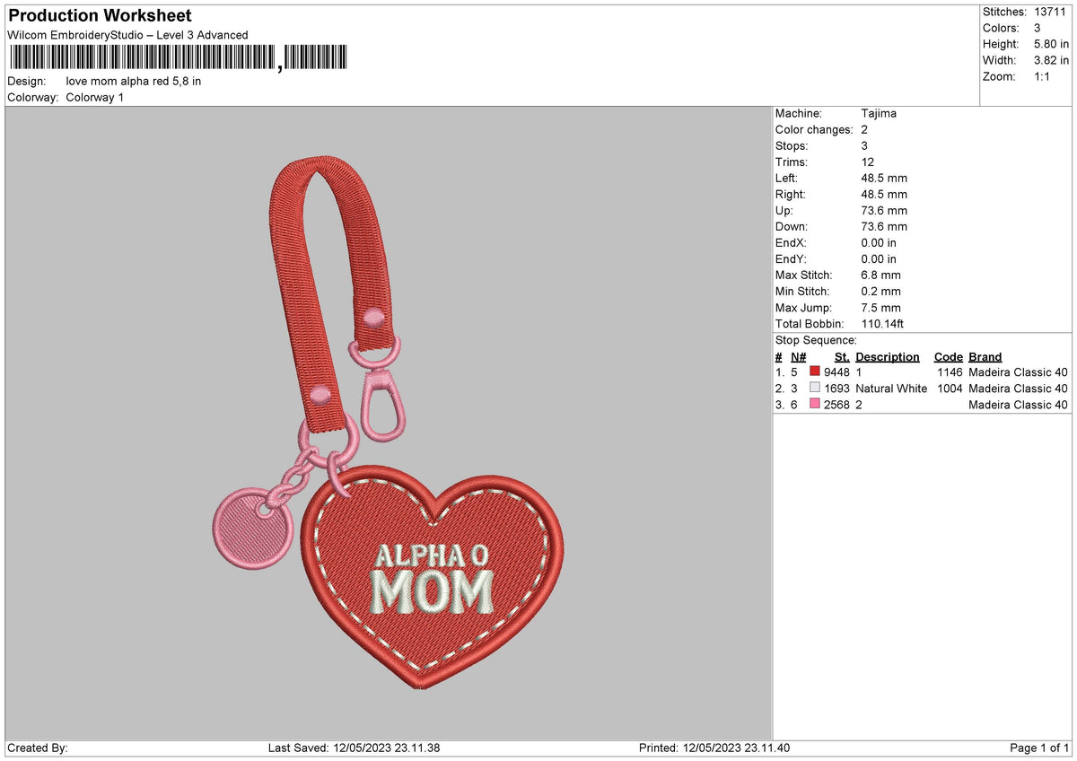 Love Mom Embroidery File 6 sizes