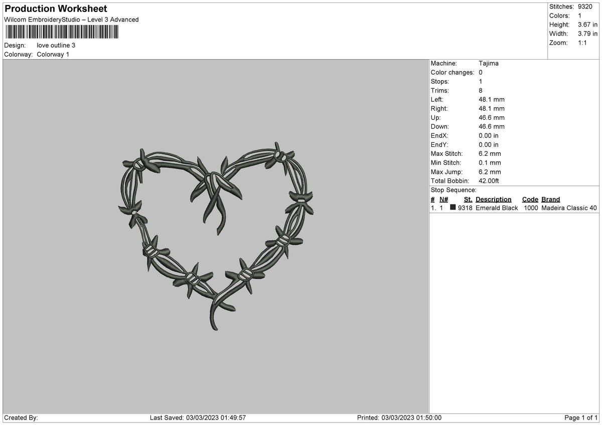 Love Outline Embroidery File 6 sizes