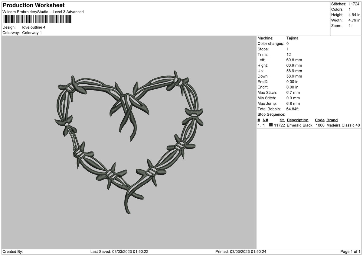 Love Outline Embroidery File 6 sizes