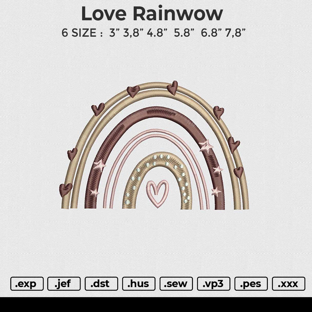 Love Rainwow Embroidery File 6 size