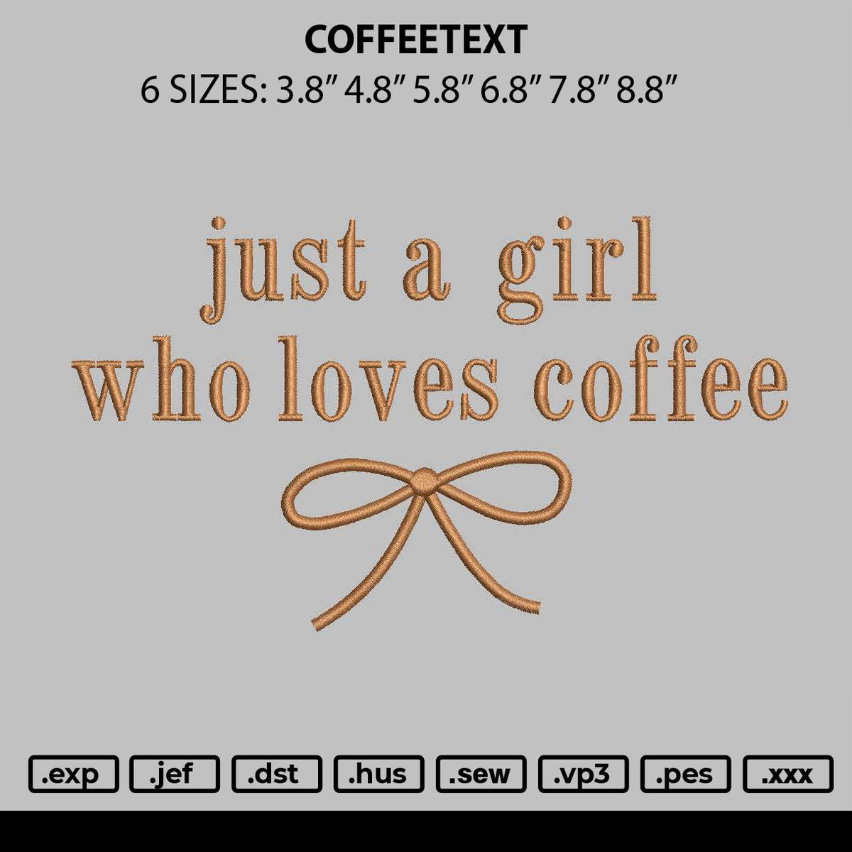 Coffeetext 1706 Embroidery File 6 sizes