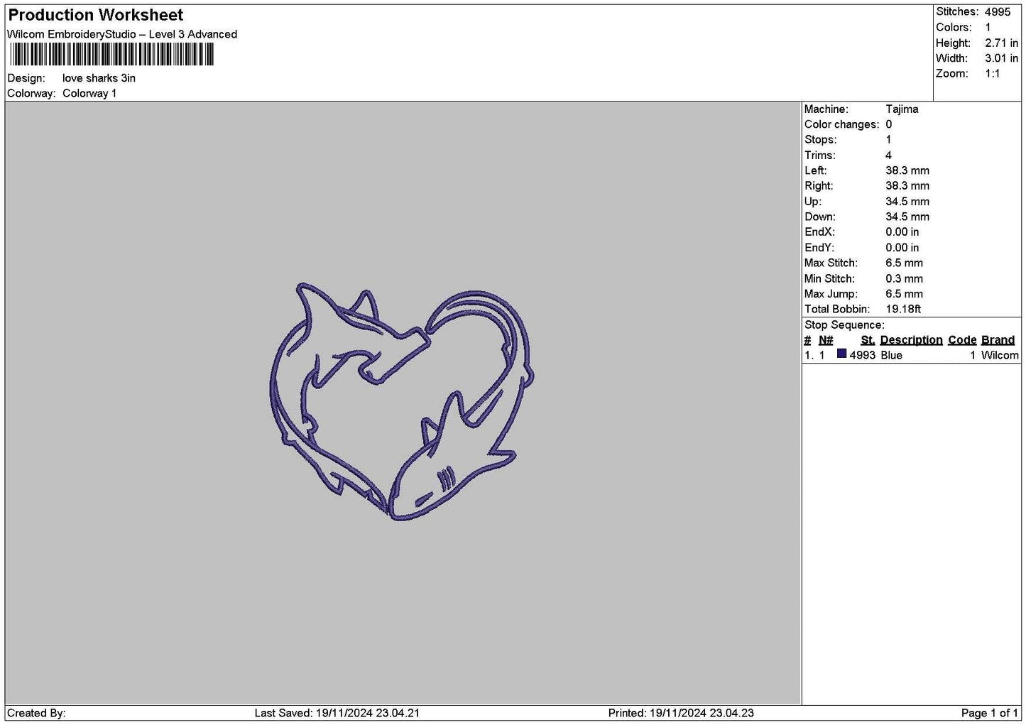 Sharks02 Embroidery File 6 sizes
