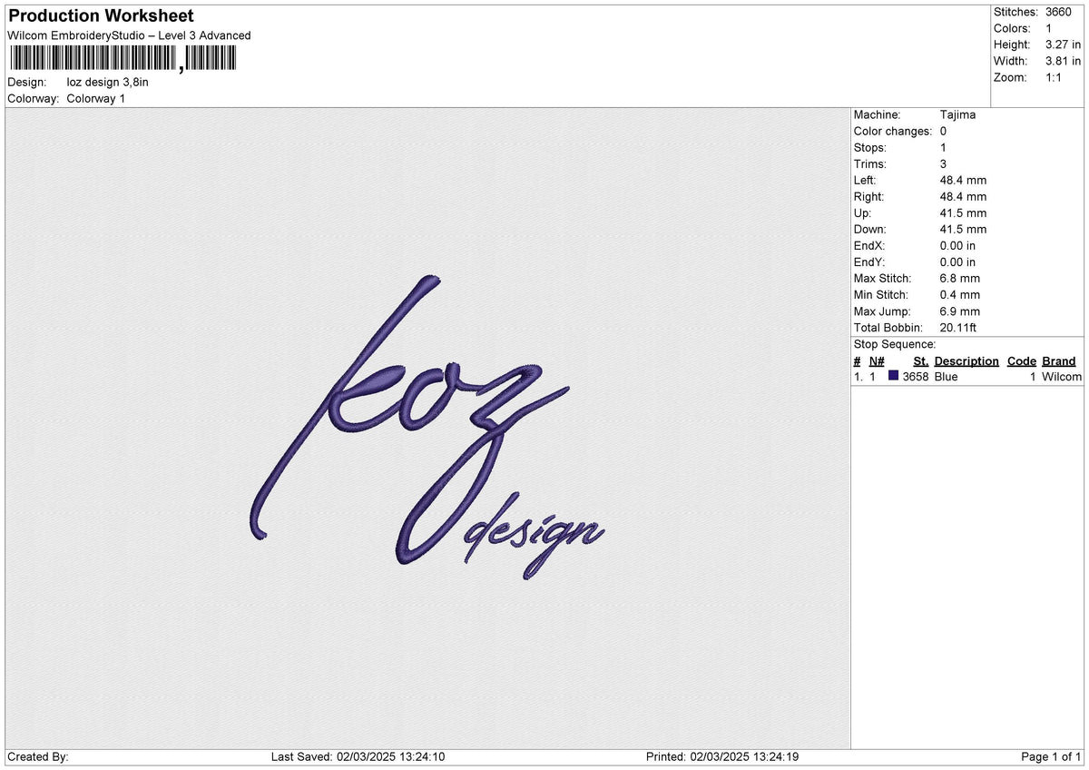 Loz design Embroidery File 6 size