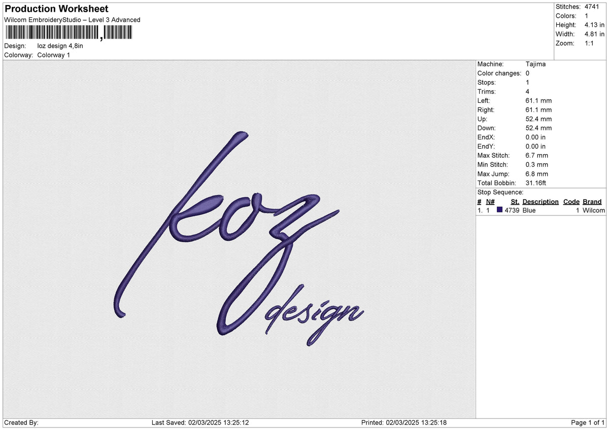 Loz design Embroidery File 6 size