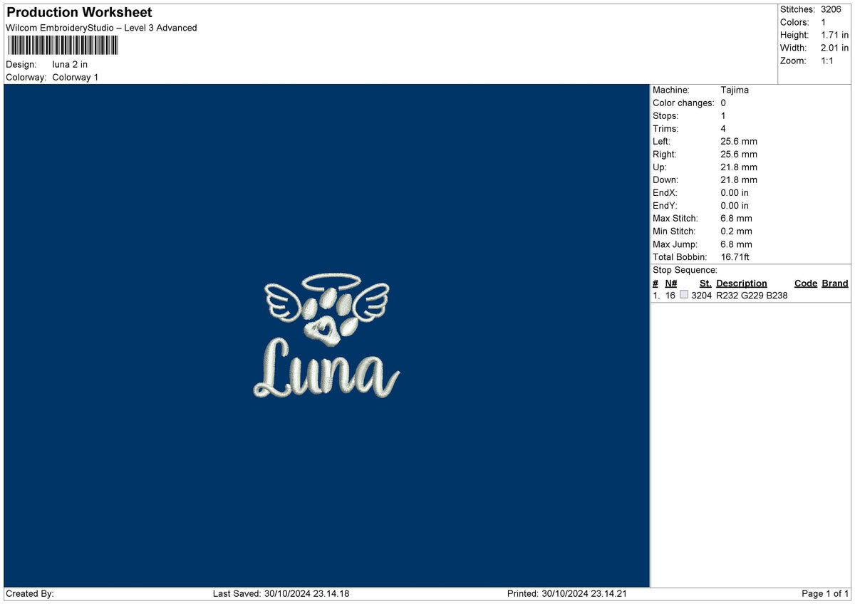 Lunatext 03 Embroidery File 6 sizes