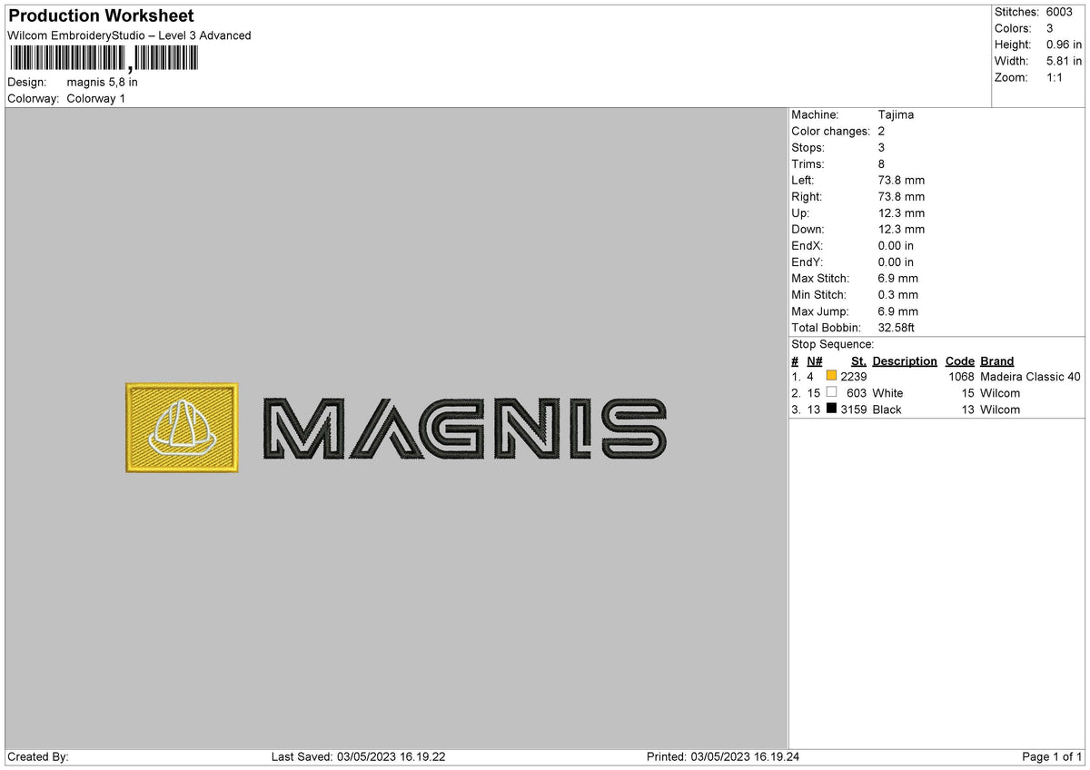 Magnis Embroidery File 6 sizes