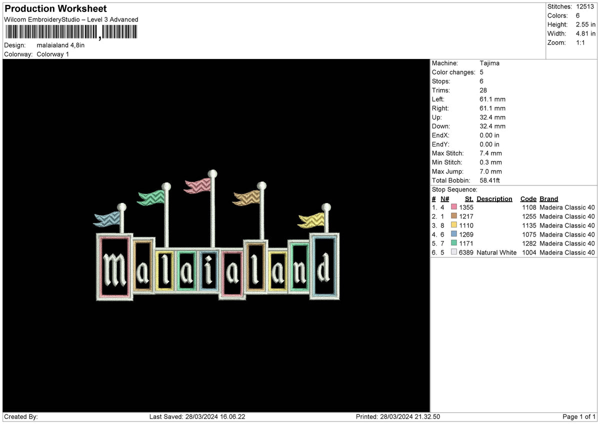 Malaialandtext Embroidery File 6 sizes