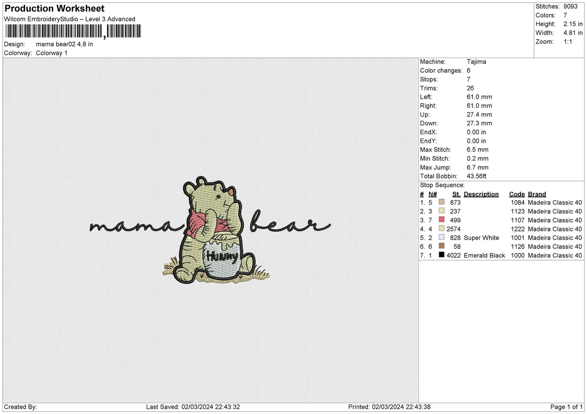 Mama Bear02 Embroidery File 6 size