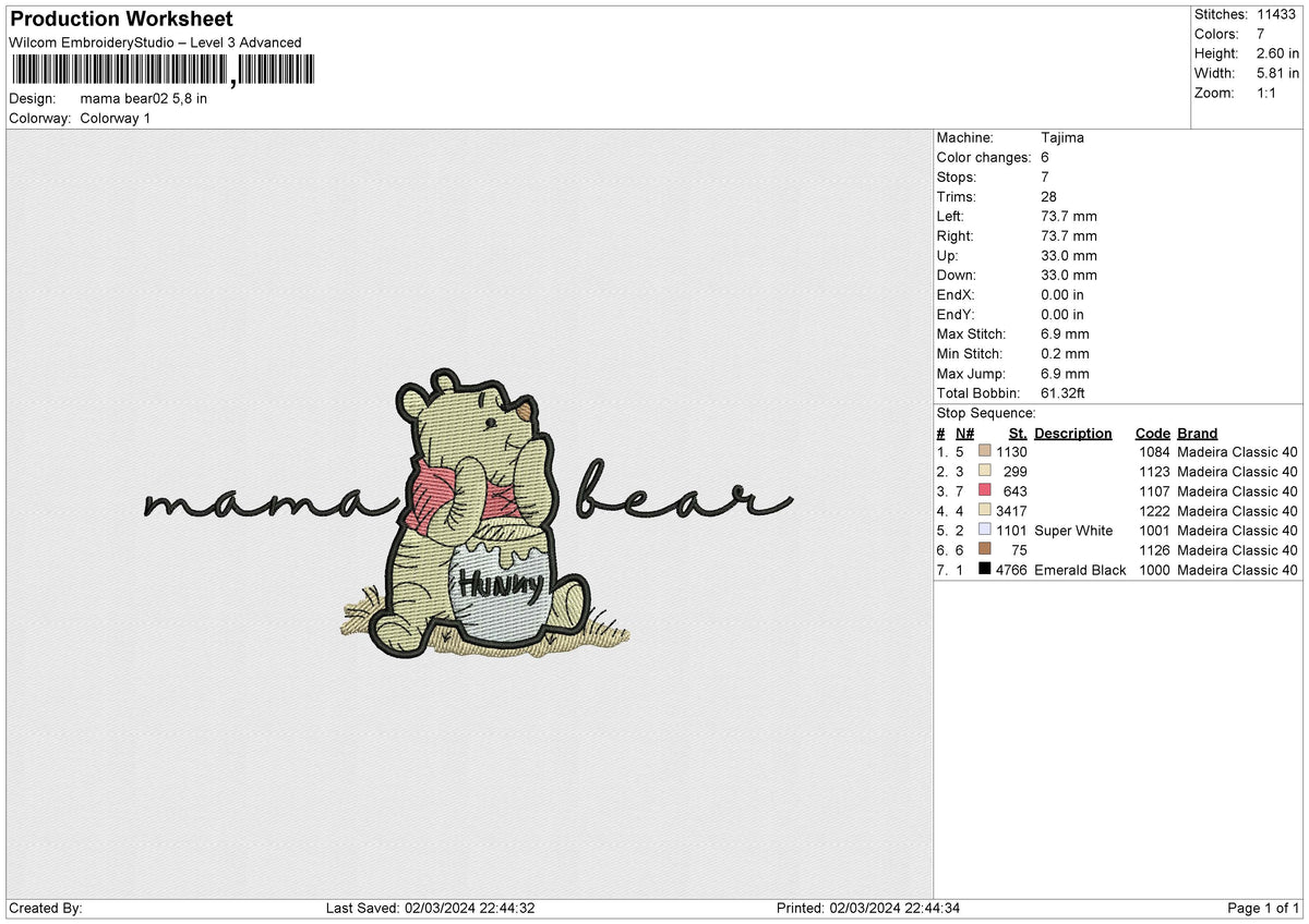 Mama Bear02 Embroidery File 6 size
