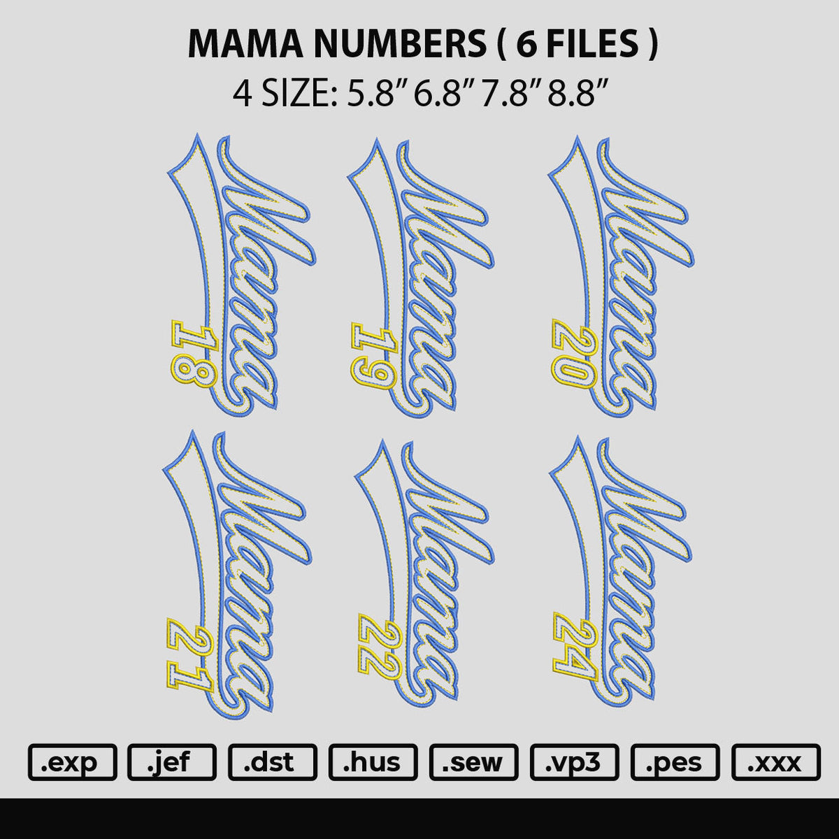 Mama Nunbers Embroidery 6 Files