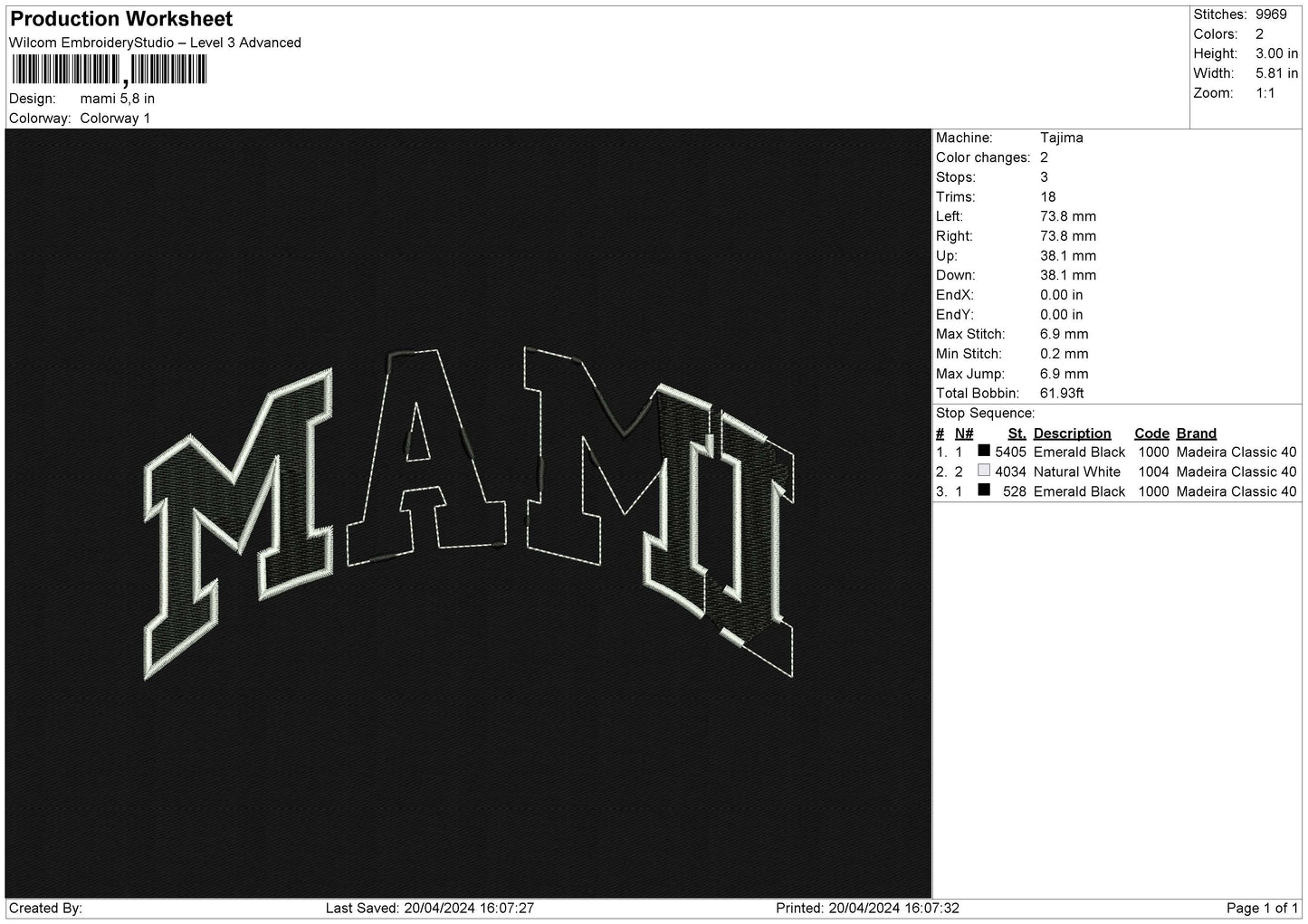 MAMI Embroidery File 6 size