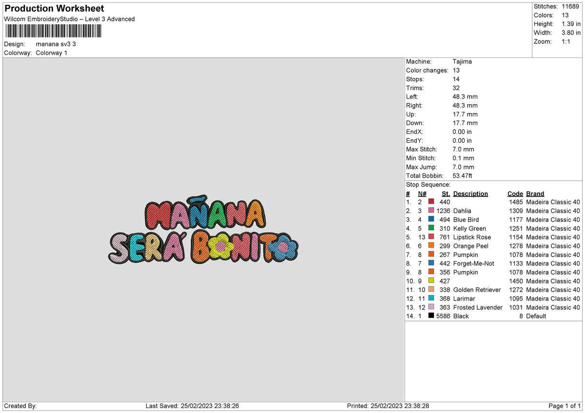 Manana Sv3 Embroidery File 6 sizes