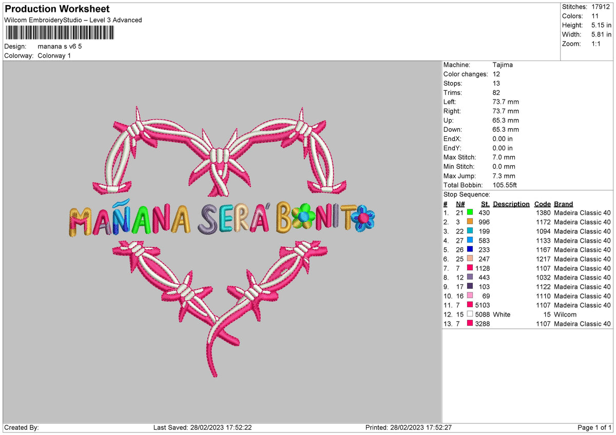Manana S V6 Embroidery File 6 sizes