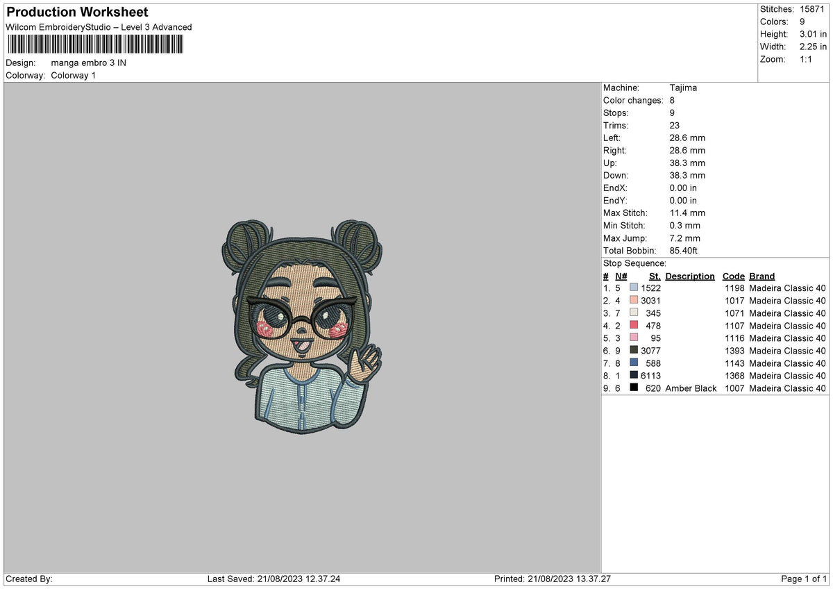 Manga Embro Embroidery File 6 sizes