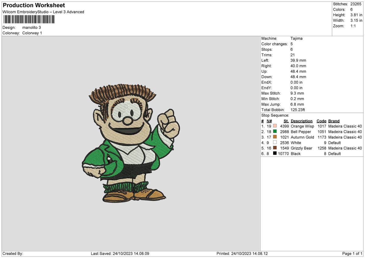 Man Cartoon Embroidery File 6 sizes