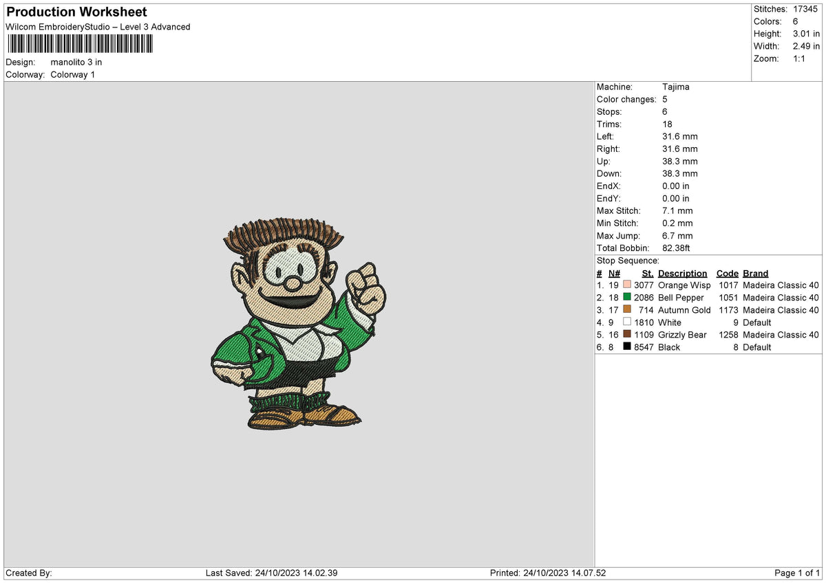 Man Cartoon Embroidery File 6 sizes