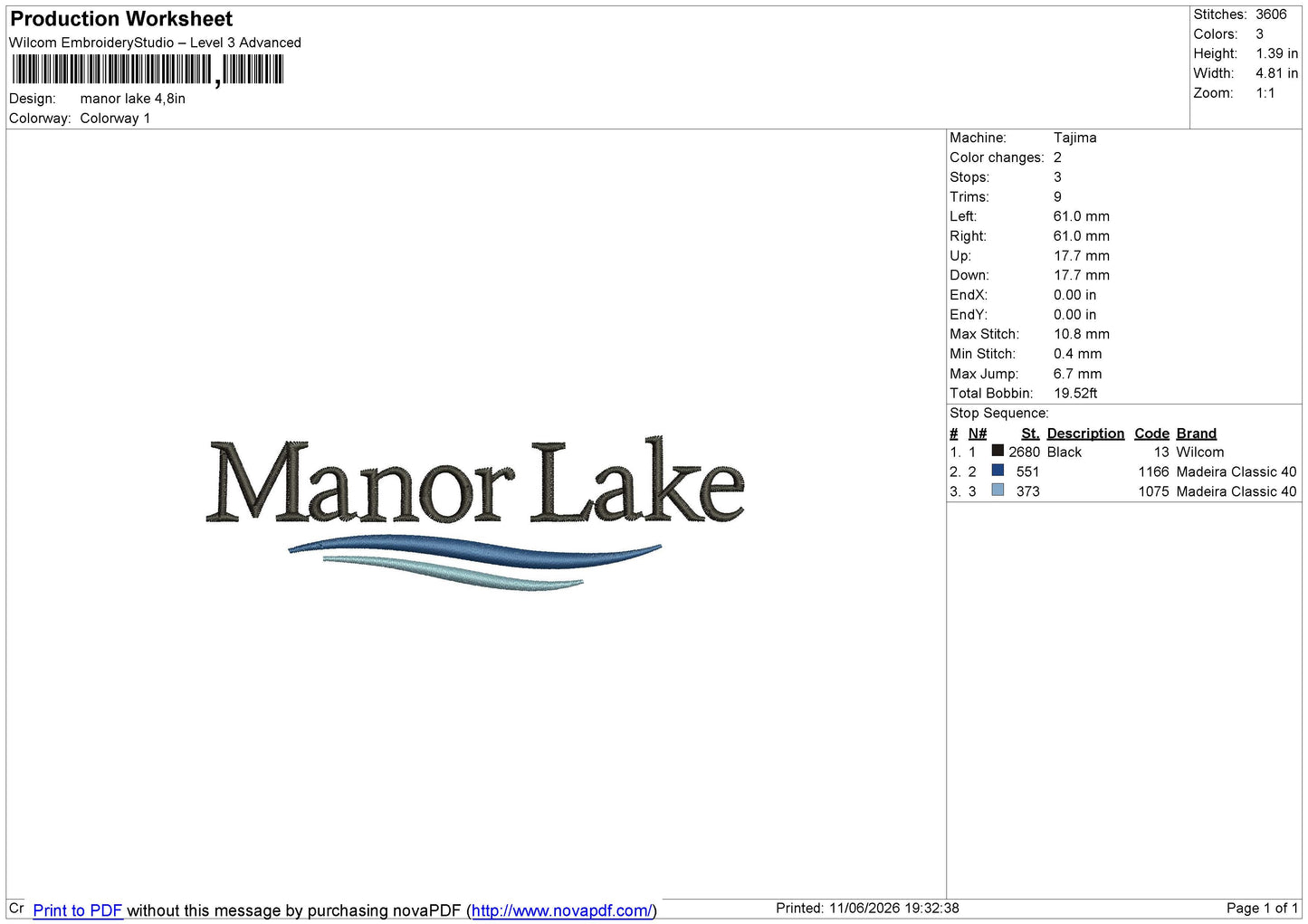Manor lake Embroidery File 6 size