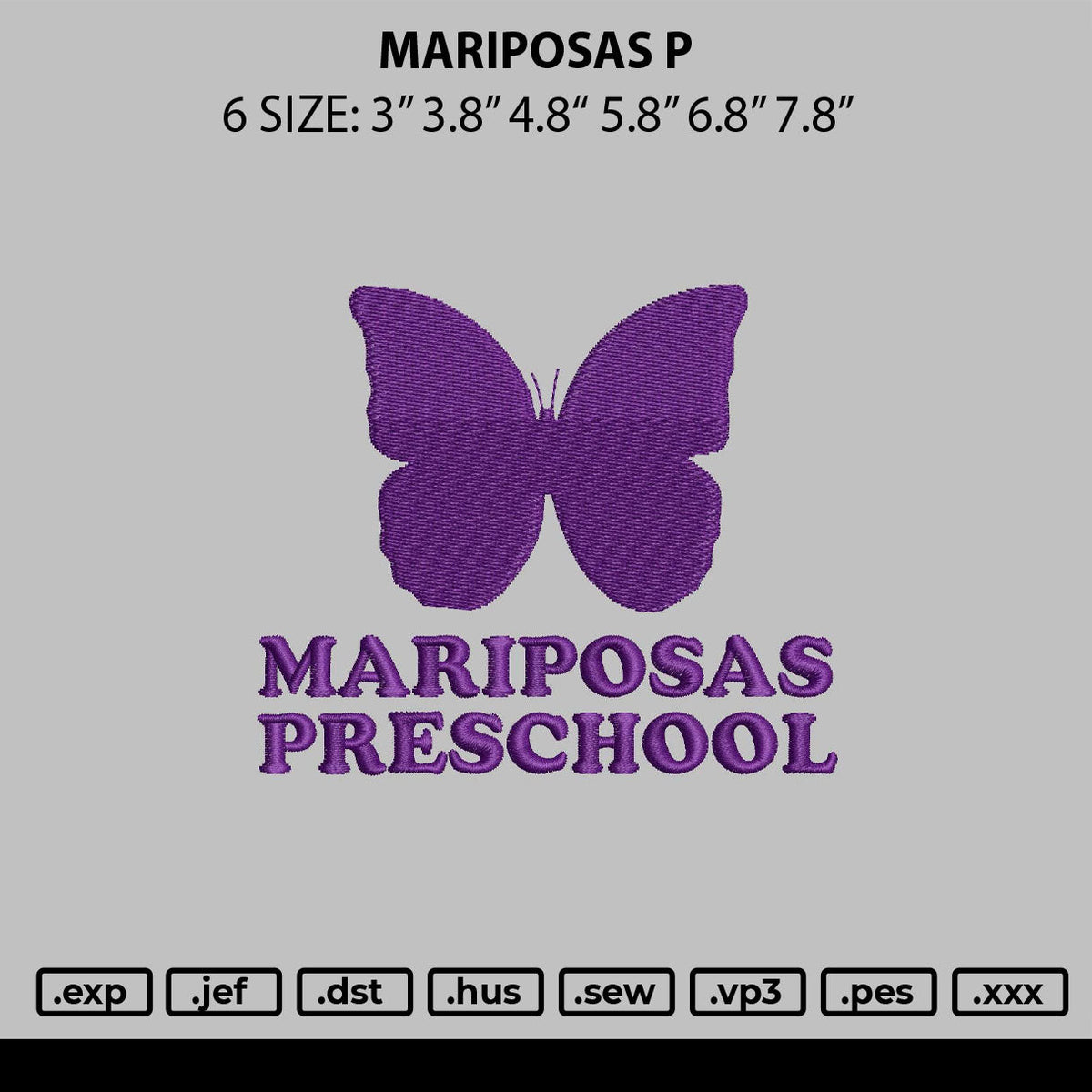Mariposas P Embroidery File 6 sizes