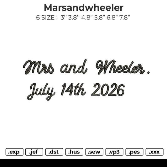 Marsandwheeler Embroidery File 6 sizes