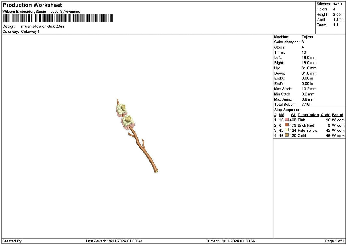 Marsmellow 01 Embroidery File 6 sizes