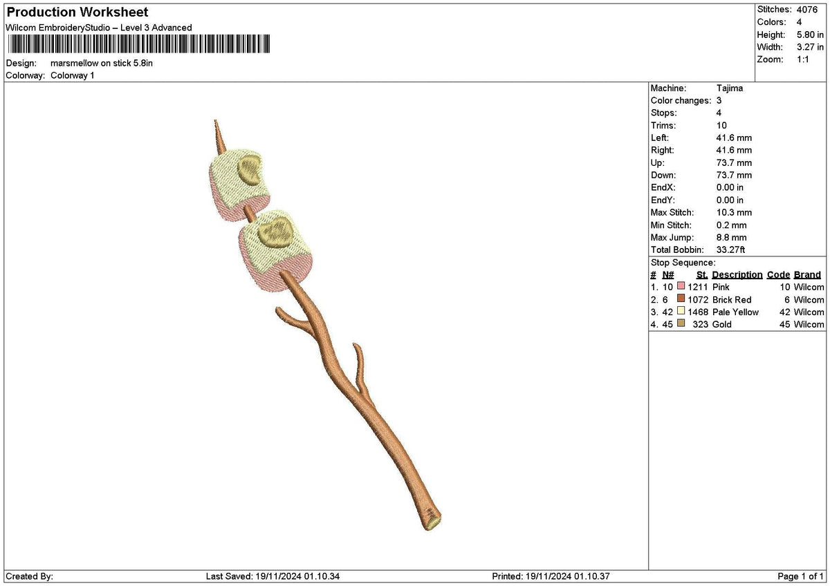 Marsmellow 01 Embroidery File 6 sizes