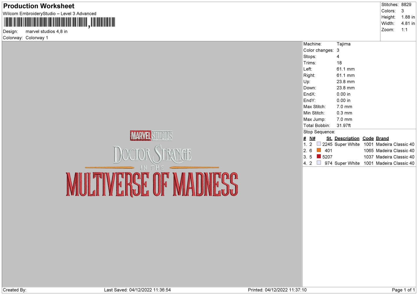 Studio M Embroidery File 6 sizes